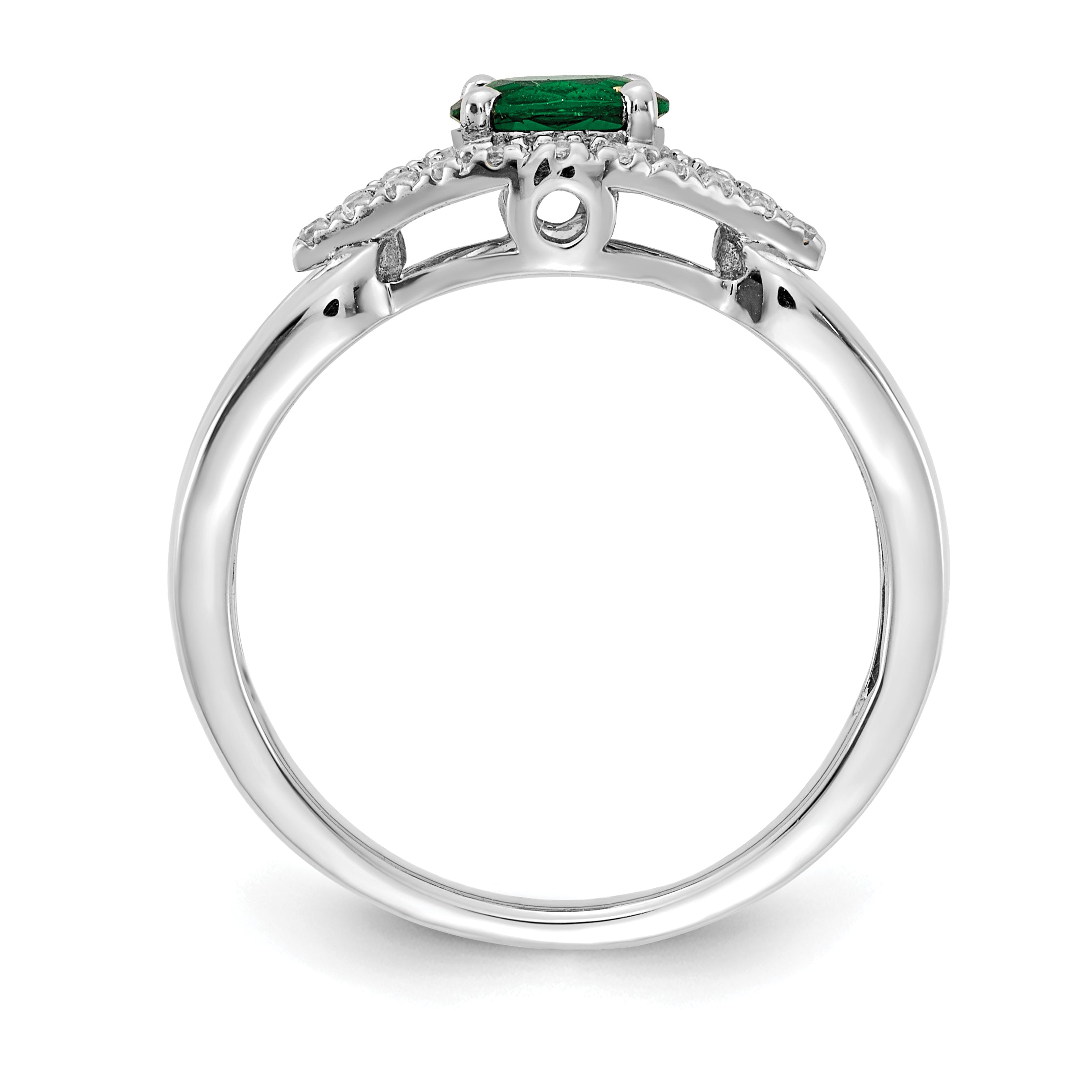 14k White Gold Diamond and Emerald Ring