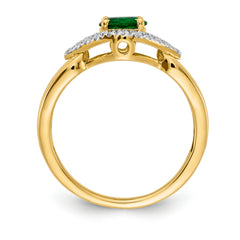 14k Diamond and Emerald Ring