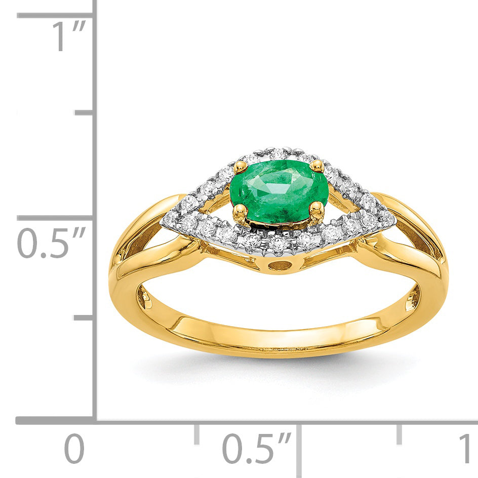 14k Diamond and Emerald Ring