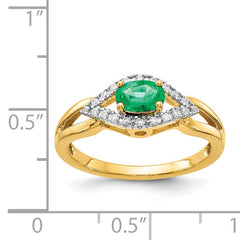 14k Diamond and Emerald Ring