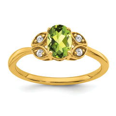 10k Peridot and Diamond Ring