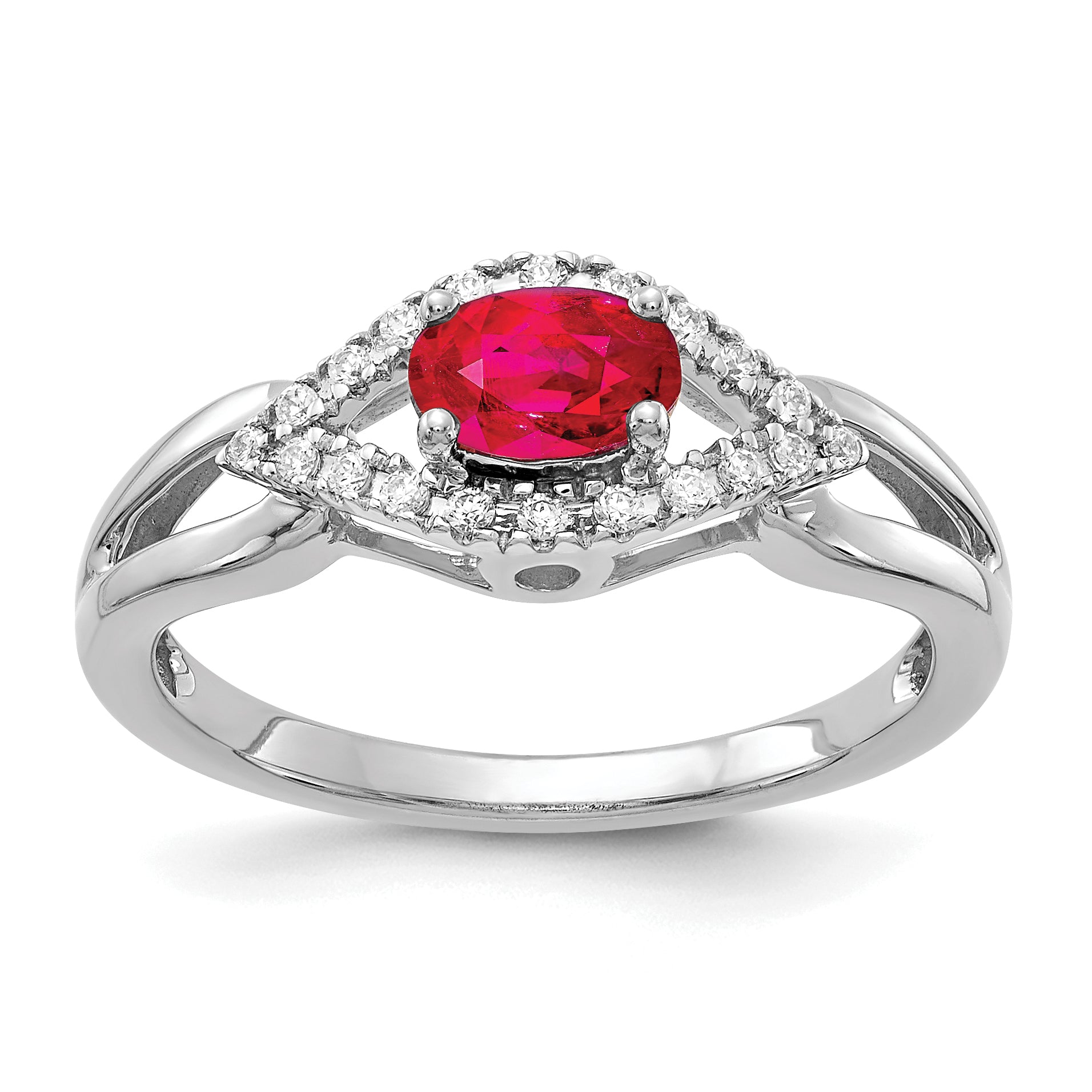 10k White Gold Diamond and Ruby Ring