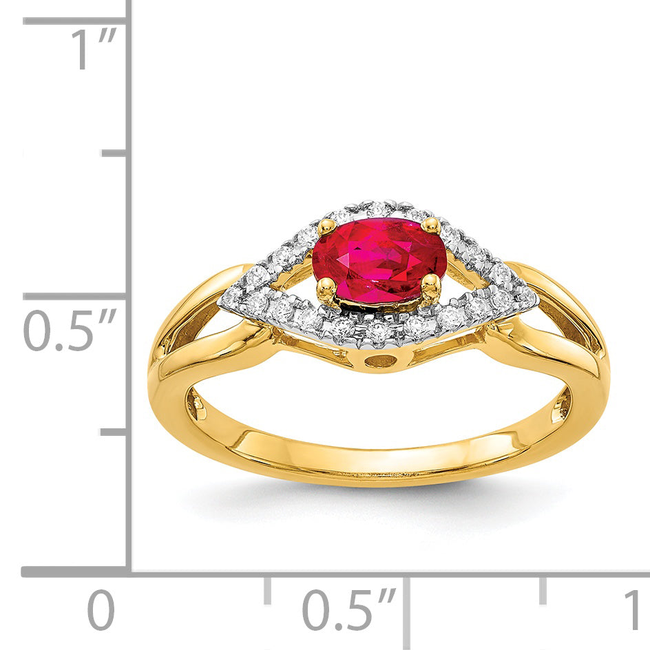 14k Diamond and Ruby Ring