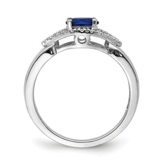 14k White Gold Diamond and Sapphire Ring