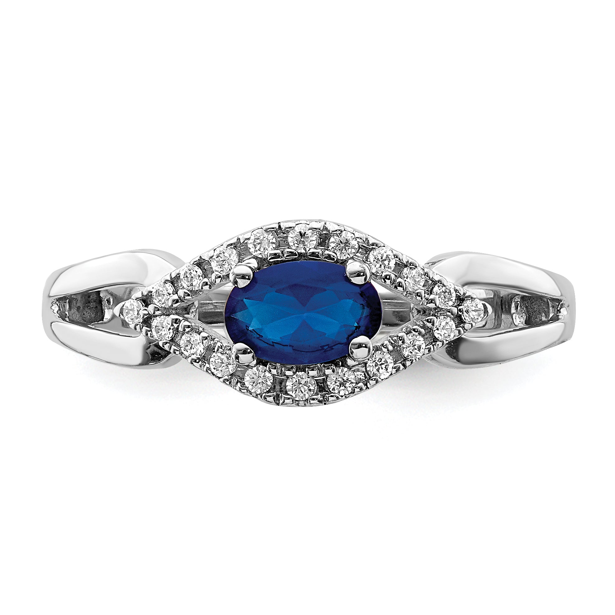 14k White Gold Diamond and Sapphire Ring