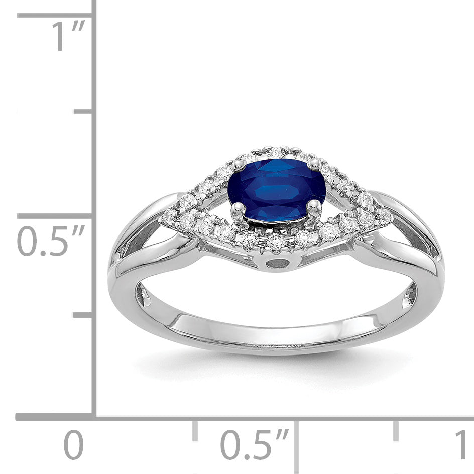 14k White Gold Diamond and Sapphire Ring