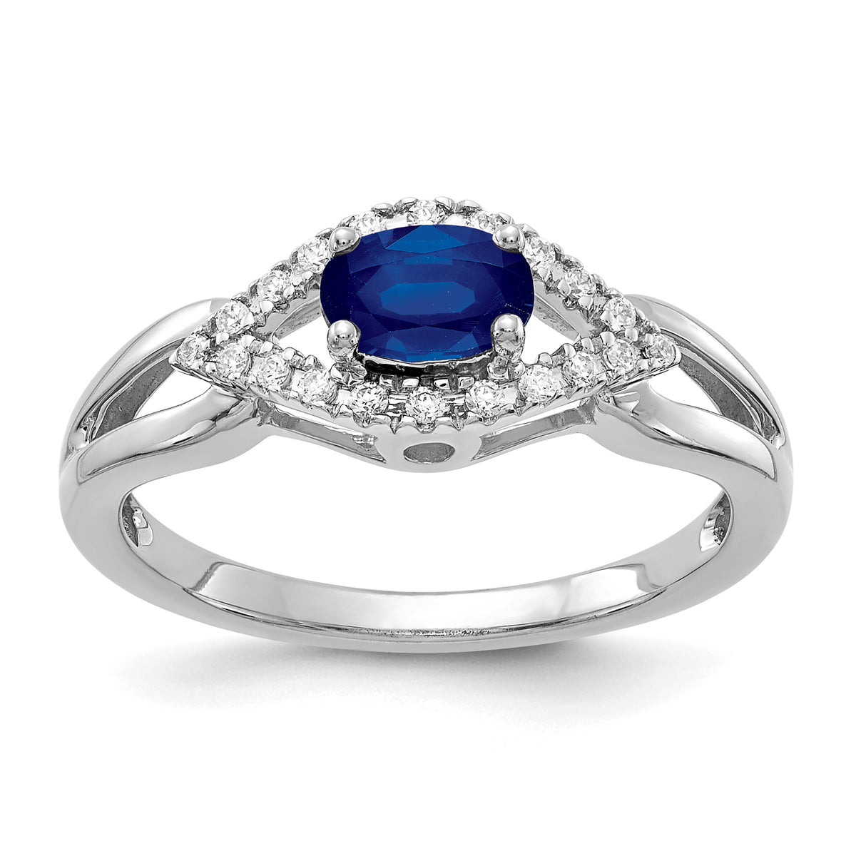 14k White Gold Diamond and Sapphire Ring