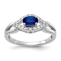 14k White Gold Diamond and Sapphire Ring