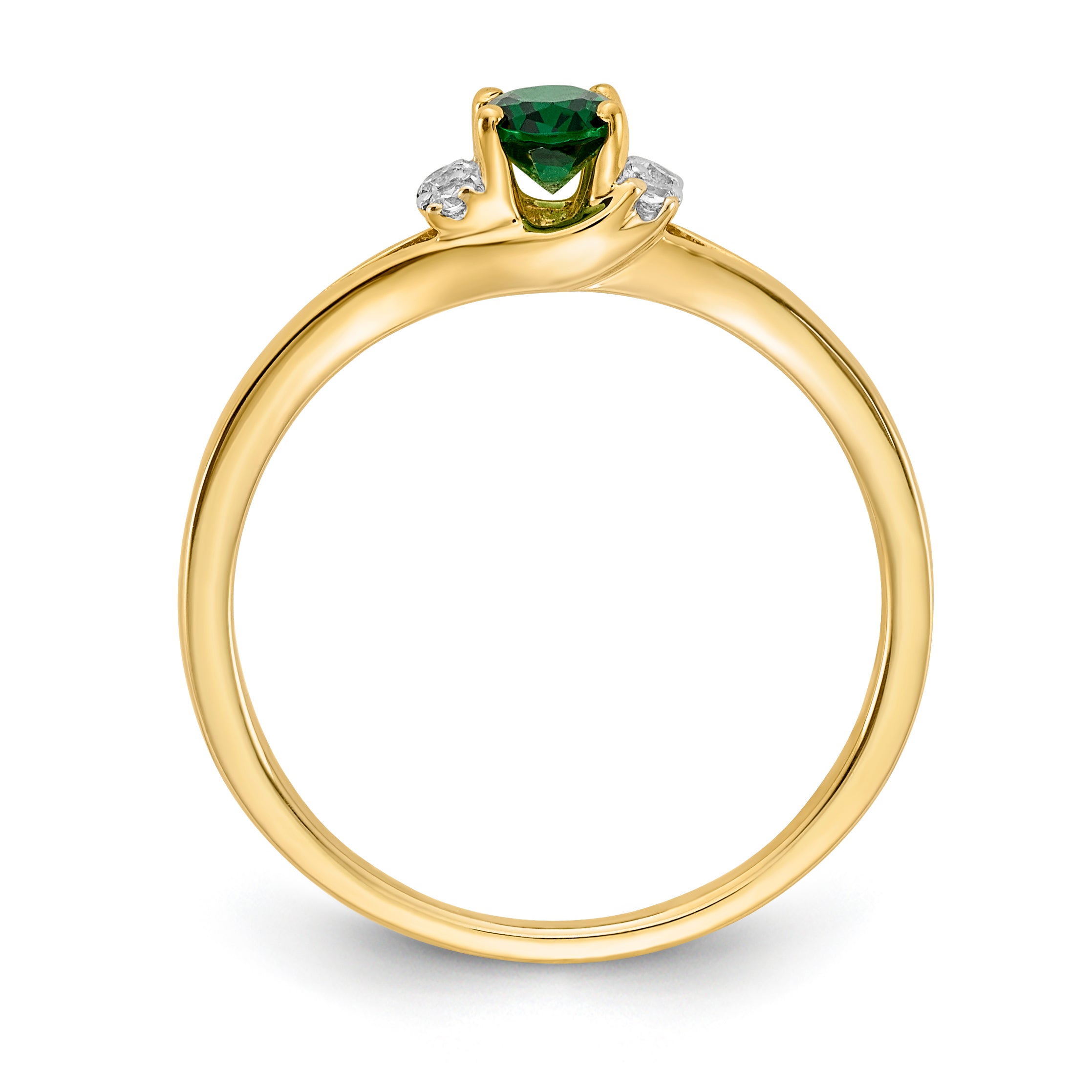 10k Diamond and Oval Emerald Ring