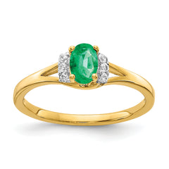 10k Diamond and Oval Emerald Ring