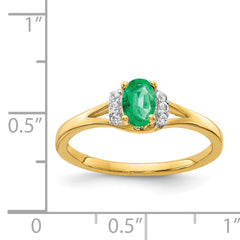 14k Diamond and Oval Emerald Ring