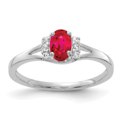 10k White Gold Diamond and Oval Ruby Ring