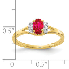 10k Diamond and Oval Ruby Ring