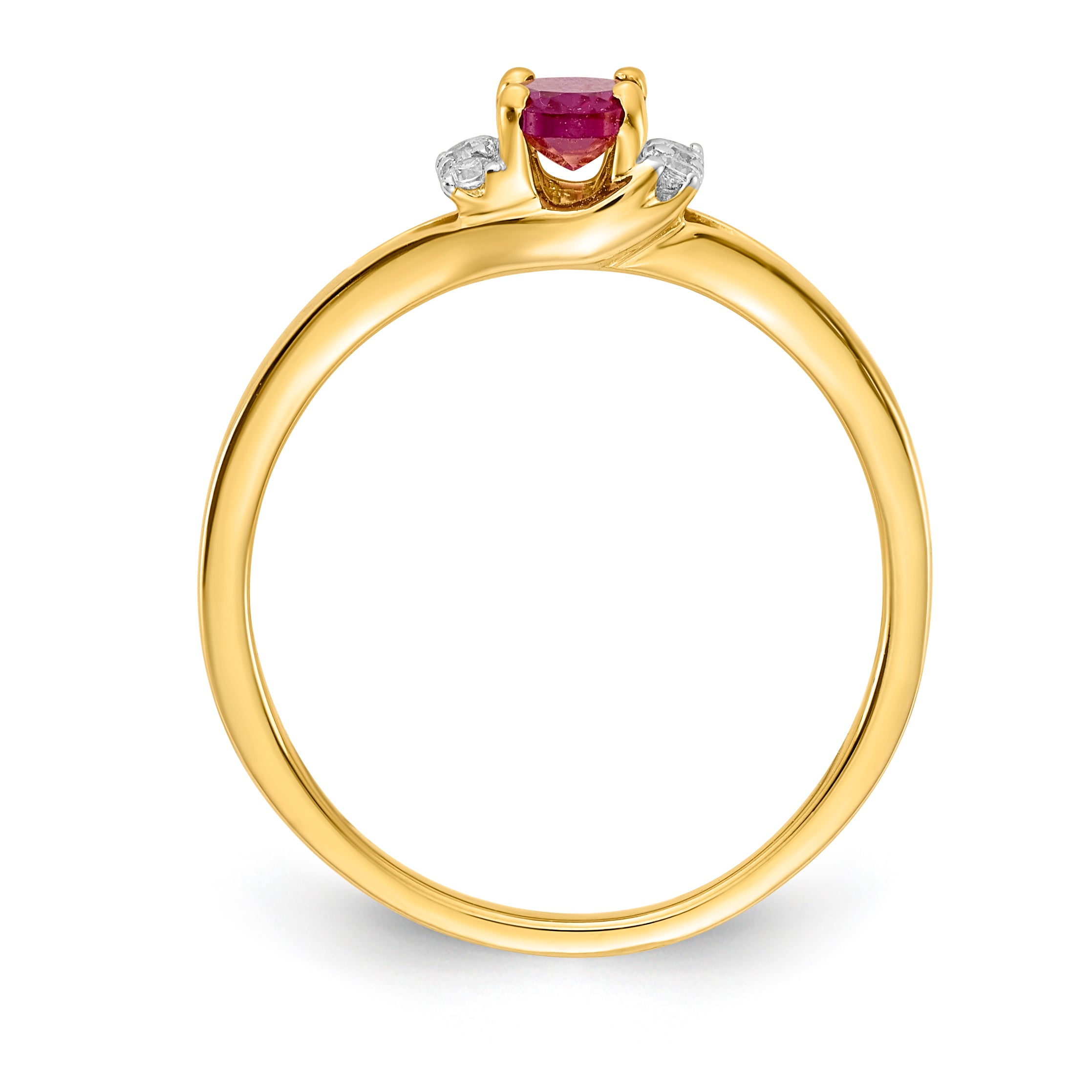 14k Diamond and Oval Ruby Ring