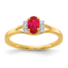 14k Diamond and Oval Ruby Ring