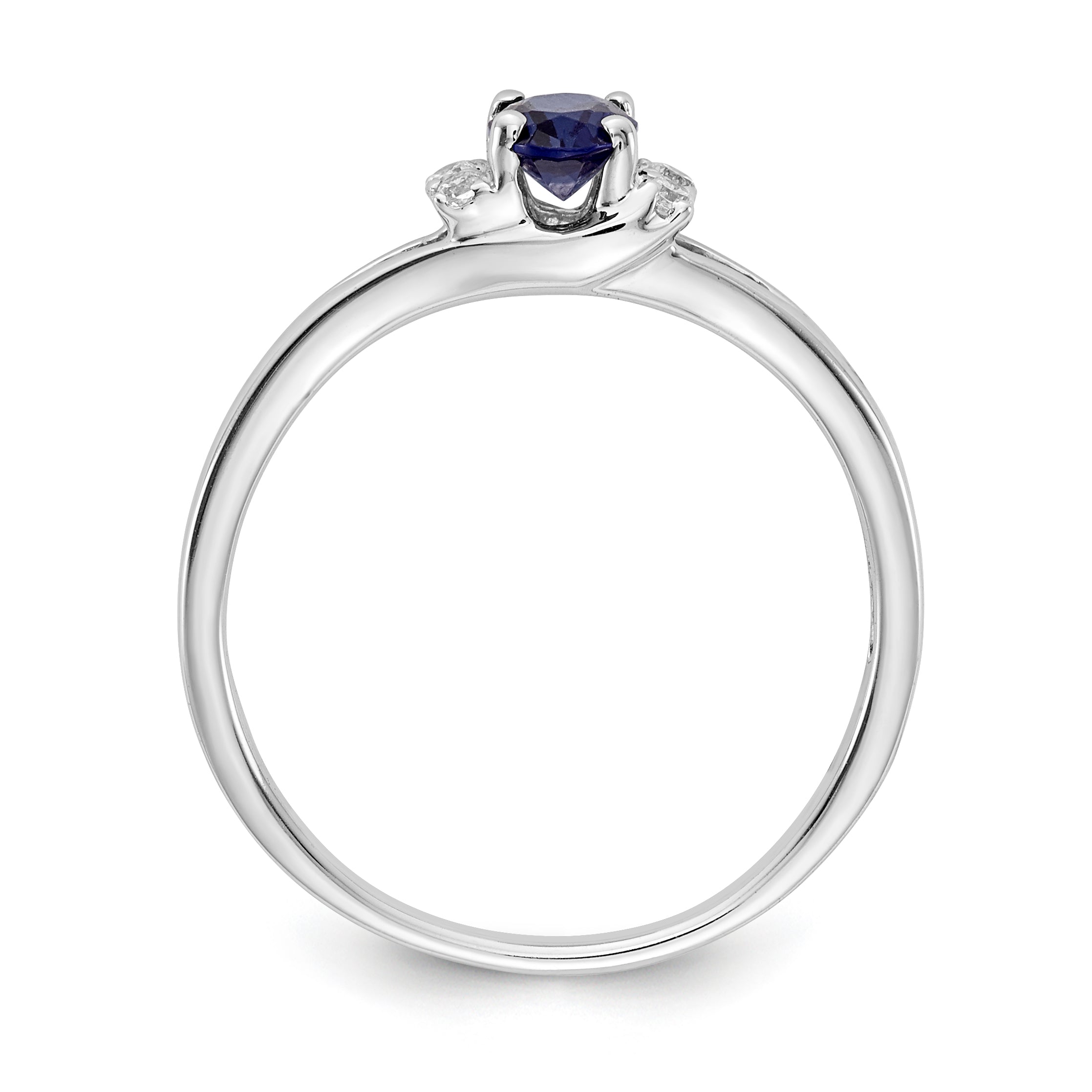 14k White Gold Diamond and Oval Sapphire Ring