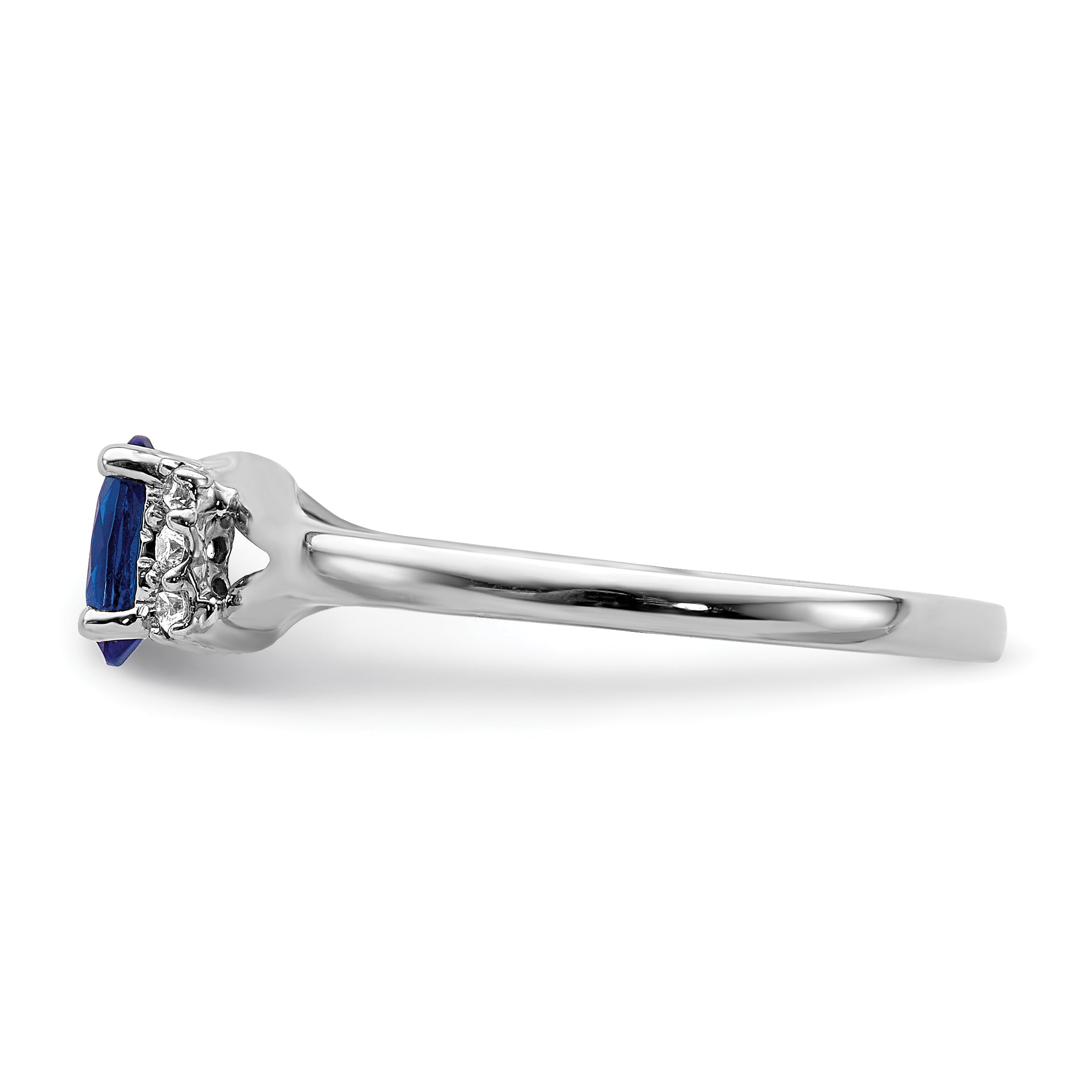 14k White Gold Diamond and Oval Sapphire Ring