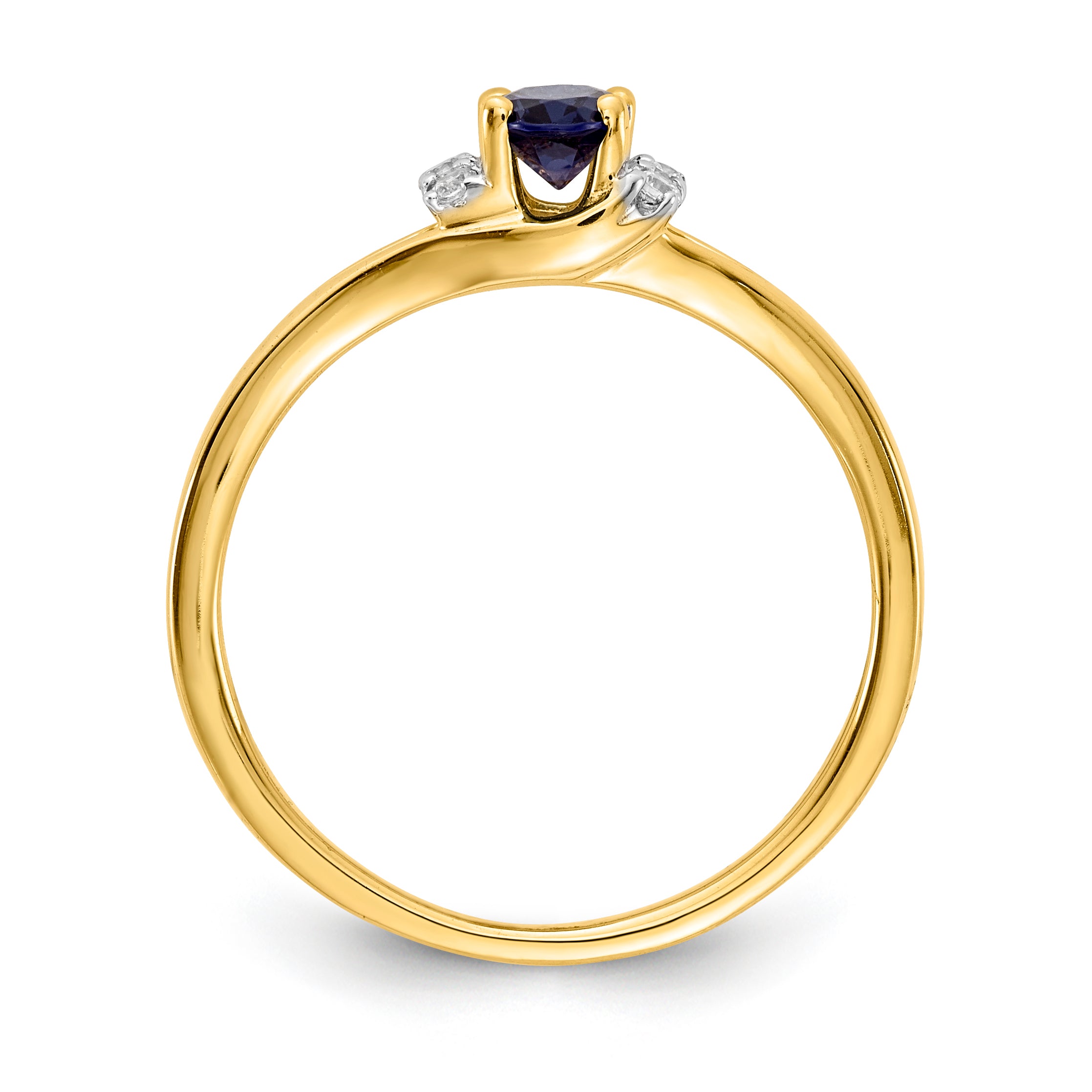 14k Diamond and Oval Sapphire Ring