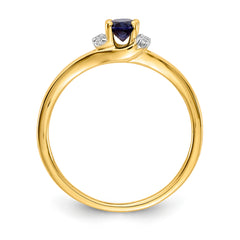 14k Diamond and Oval Sapphire Ring