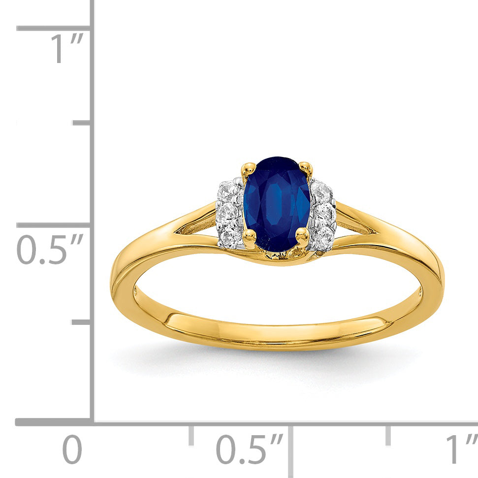 14k Diamond and Oval Sapphire Ring