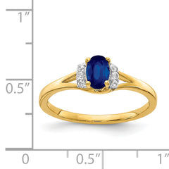 14k Diamond and Oval Sapphire Ring