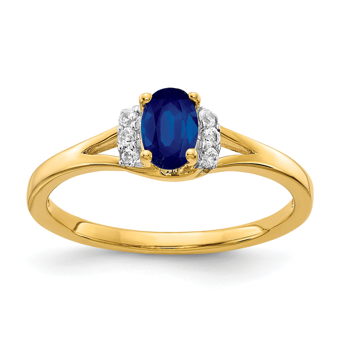 14k Diamond and Oval Sapphire Ring