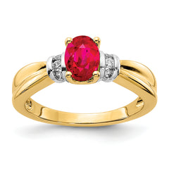 14k and Oval Rhodium Diamond and Oval Ruby Ring