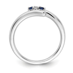 14k White Gold Diamond and Sapphire 3-stone Ring