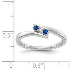 14k White Gold Diamond and Sapphire 3-stone Ring