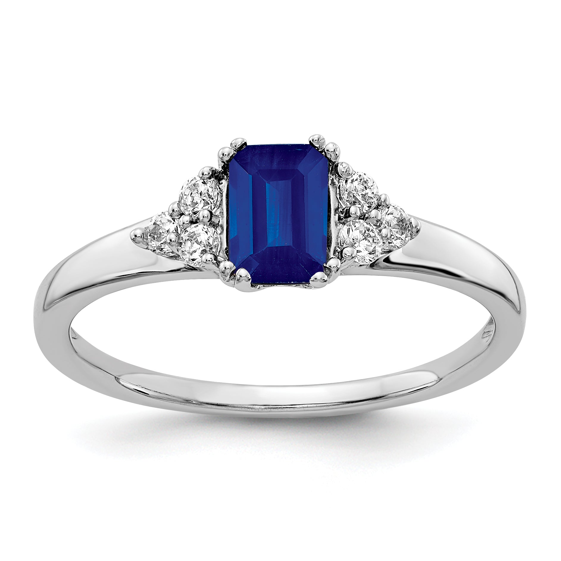 14k White Gold Diamond and Sapphire Ring