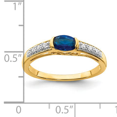 14k Oval East-West Sapphire and Diamond Ring