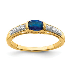 14k Oval East-West Sapphire and Diamond Ring