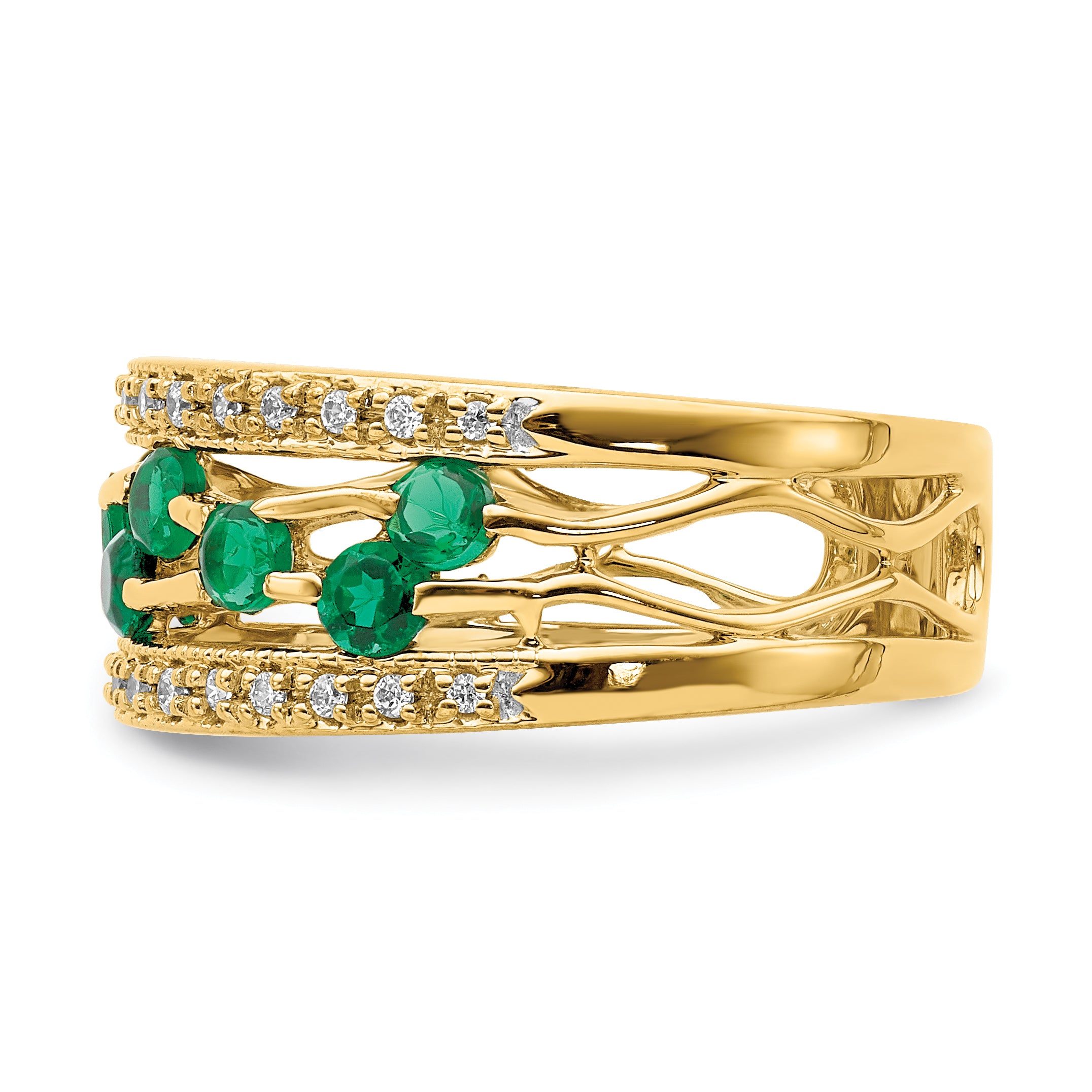 14k Emerald and Diamond Ring