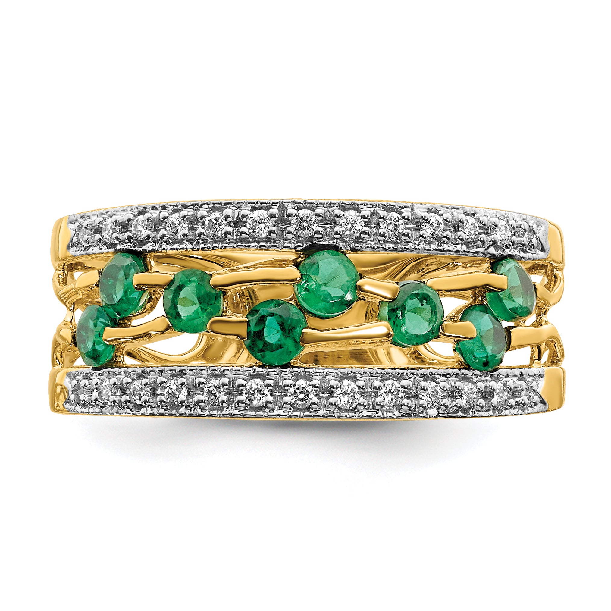 14k Emerald and Diamond Ring