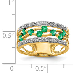 14k Emerald and Diamond Ring