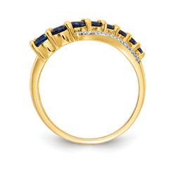 14k WithRhodium Created Ceylon Sapph/Created Sapph/Diamond Ring