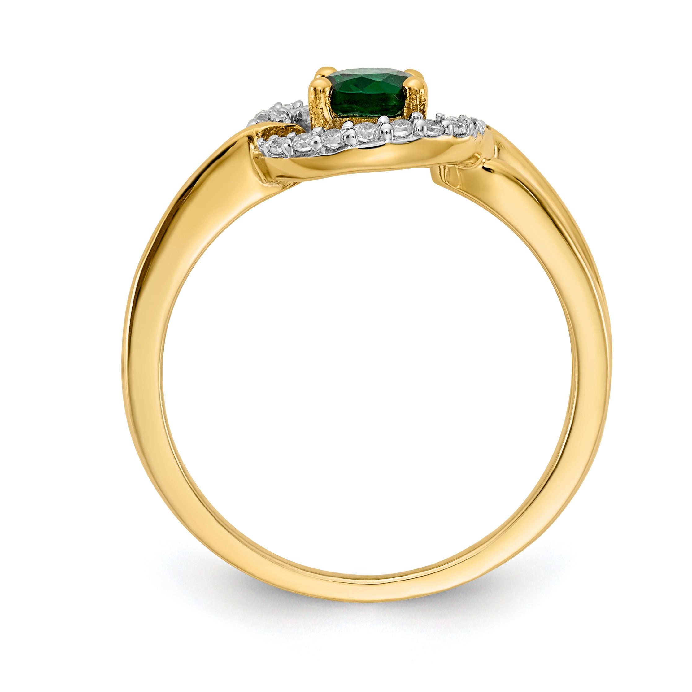 14k Diamond and Oval Emerald Ring