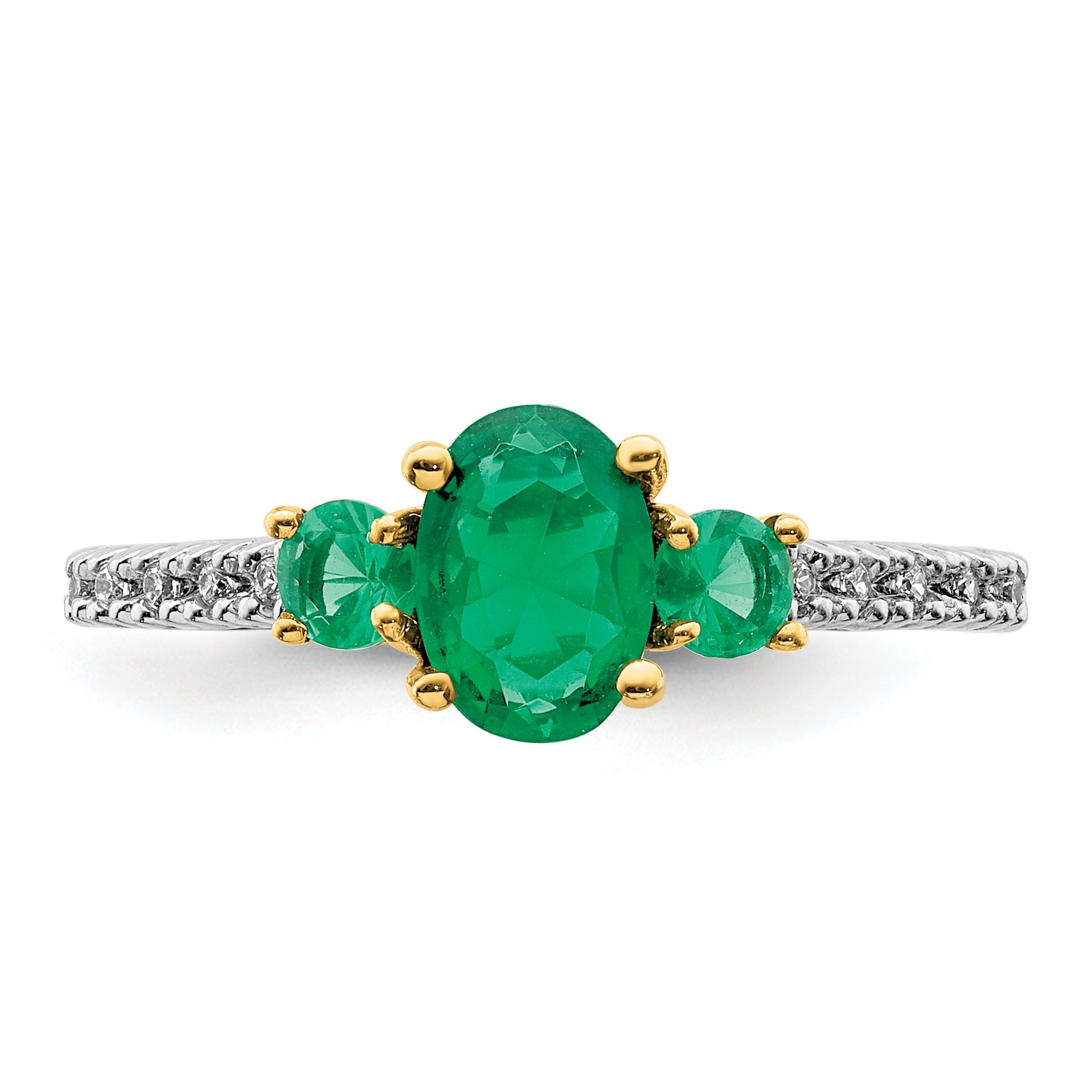 14k Oval Emerald and Diamond Ring