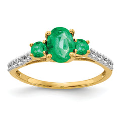 14k Oval Emerald and Diamond Ring