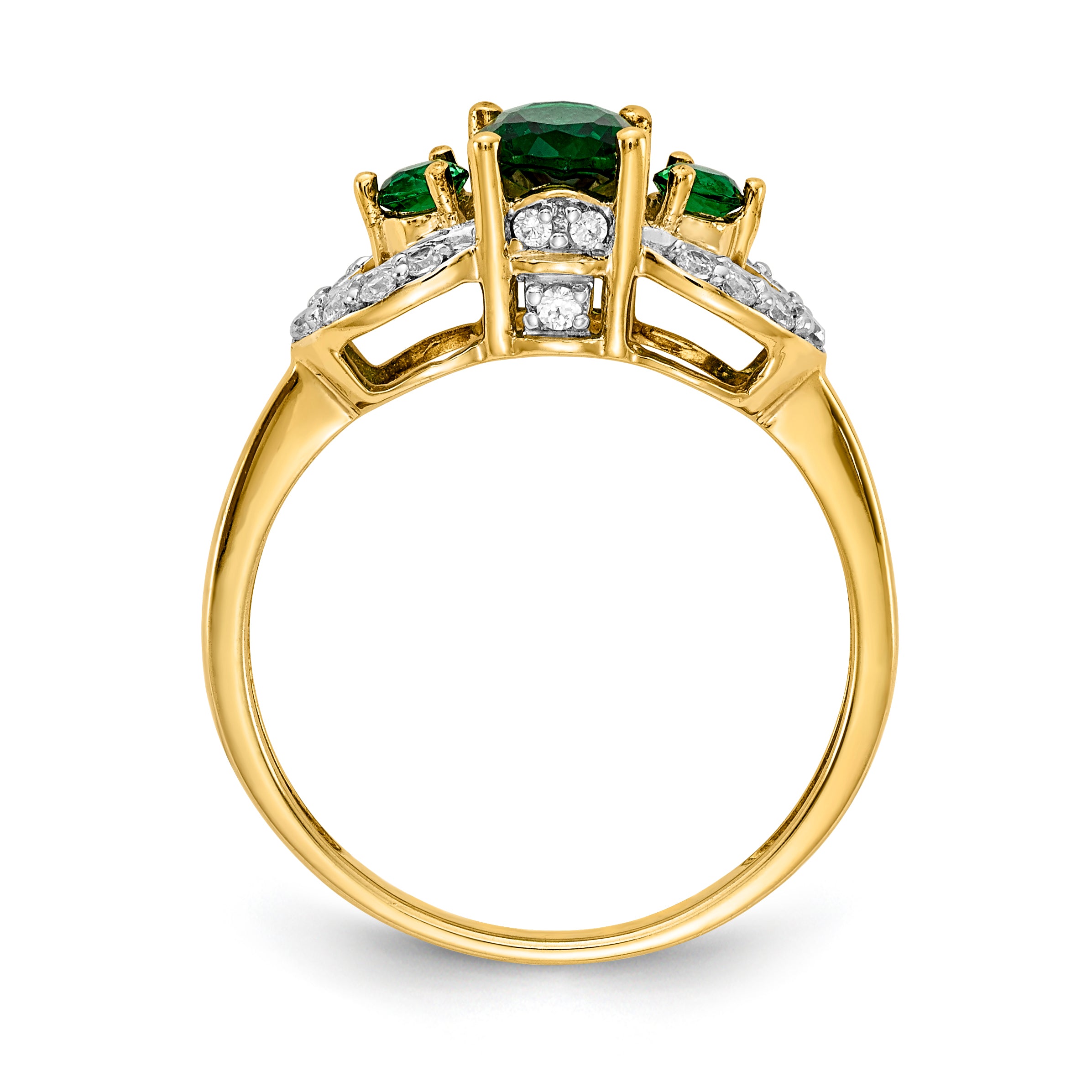 14k Oval Emerald and Diamond Ring