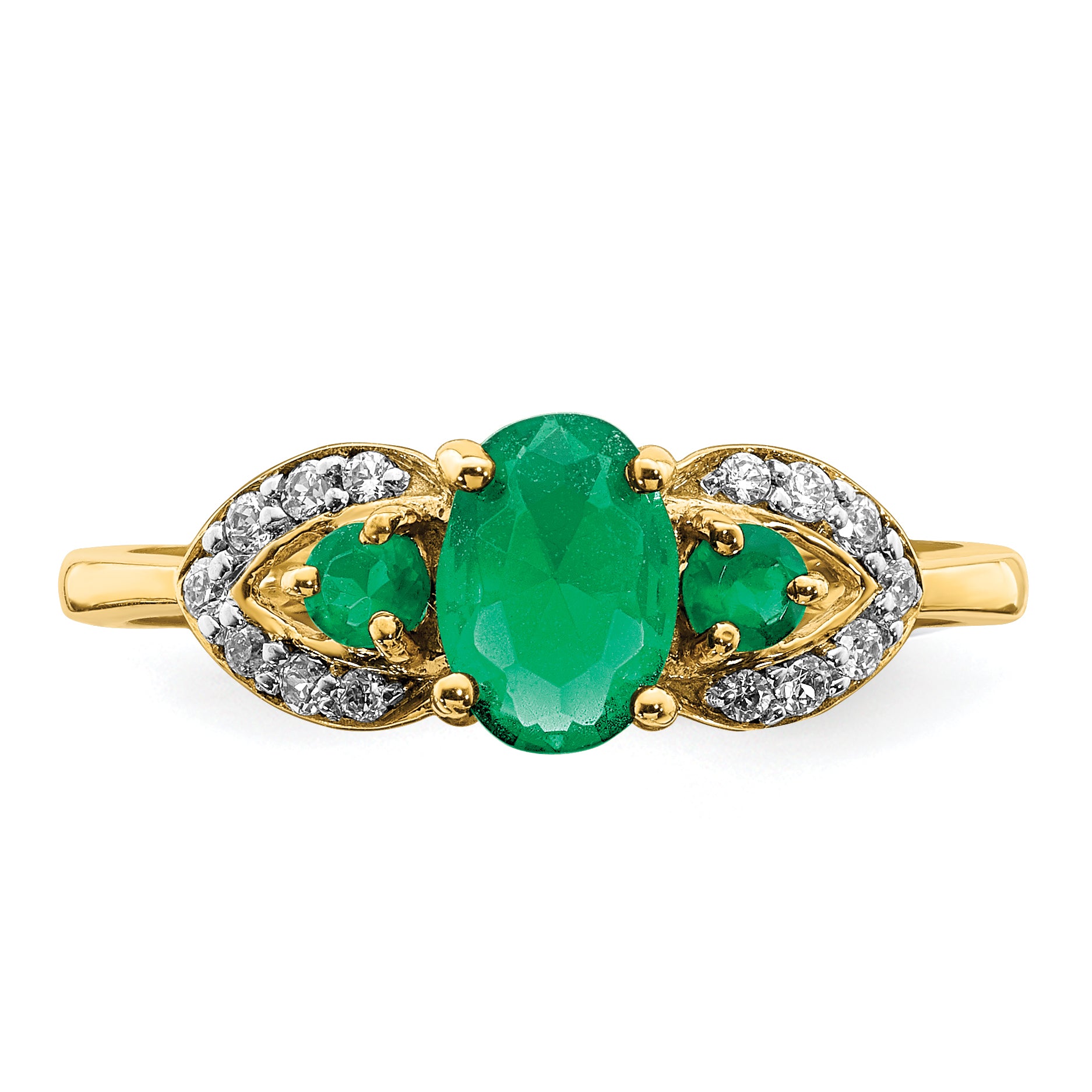 14k Oval Emerald and Diamond Ring