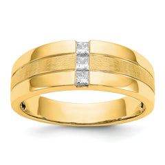 14K Lab Grown Diamond Polished and Satin Men's Ring