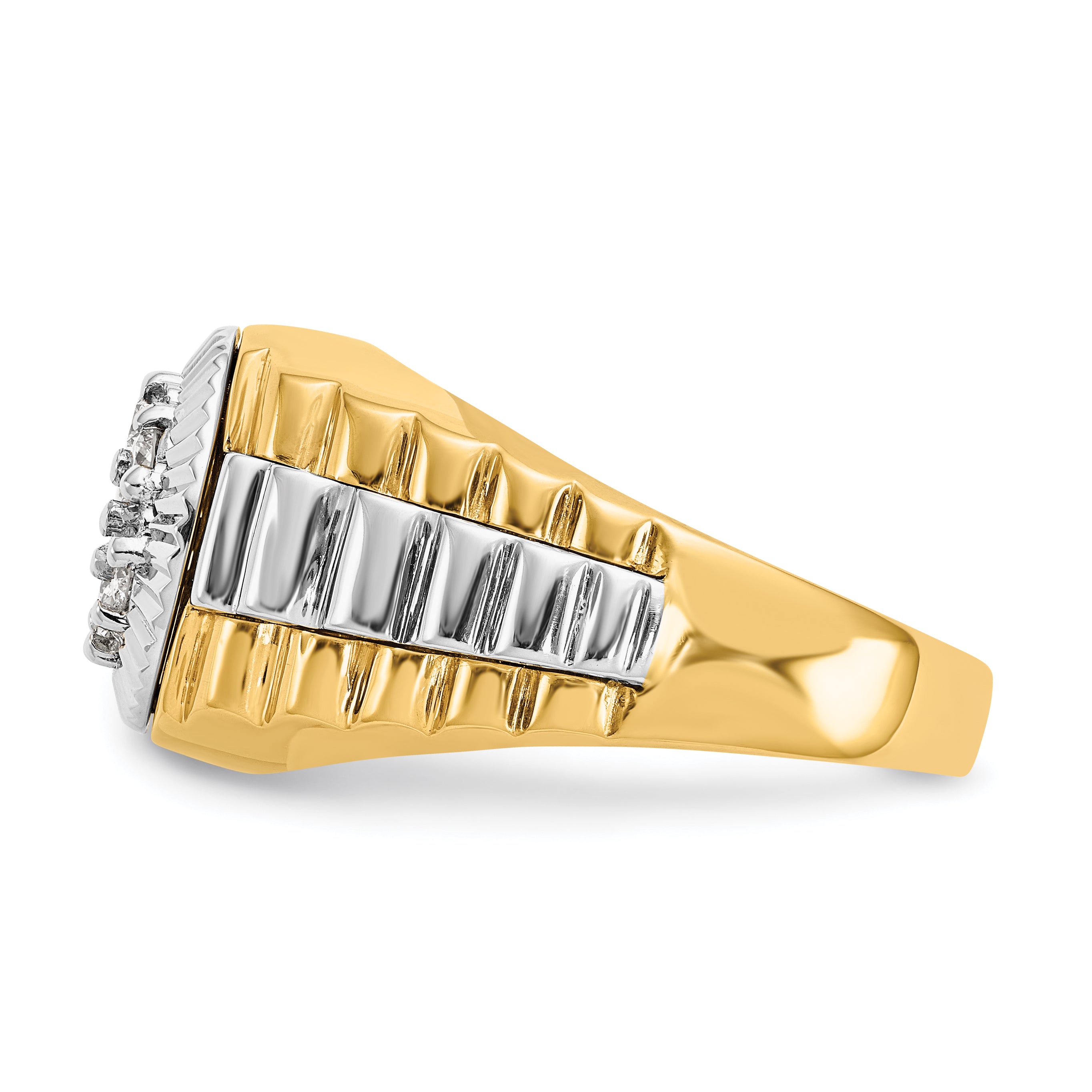 14k Two-tone AA Diamond men's ring