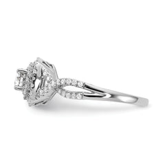 14K White Gold Lab Grown Diamond Double Halo Complete Engagement Ring