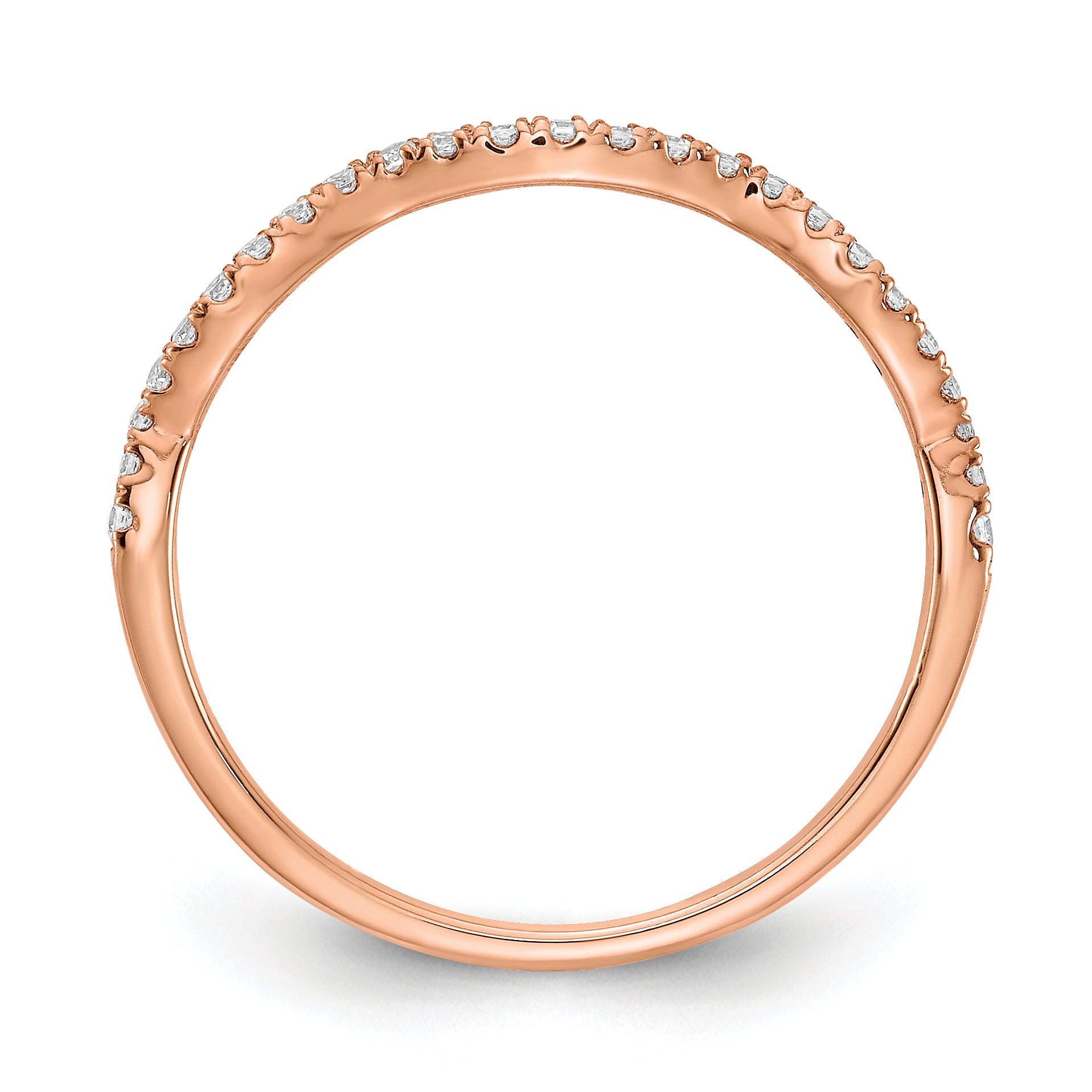 14K Rose Gold Lab Grown Diamond Contoured Wedding Band