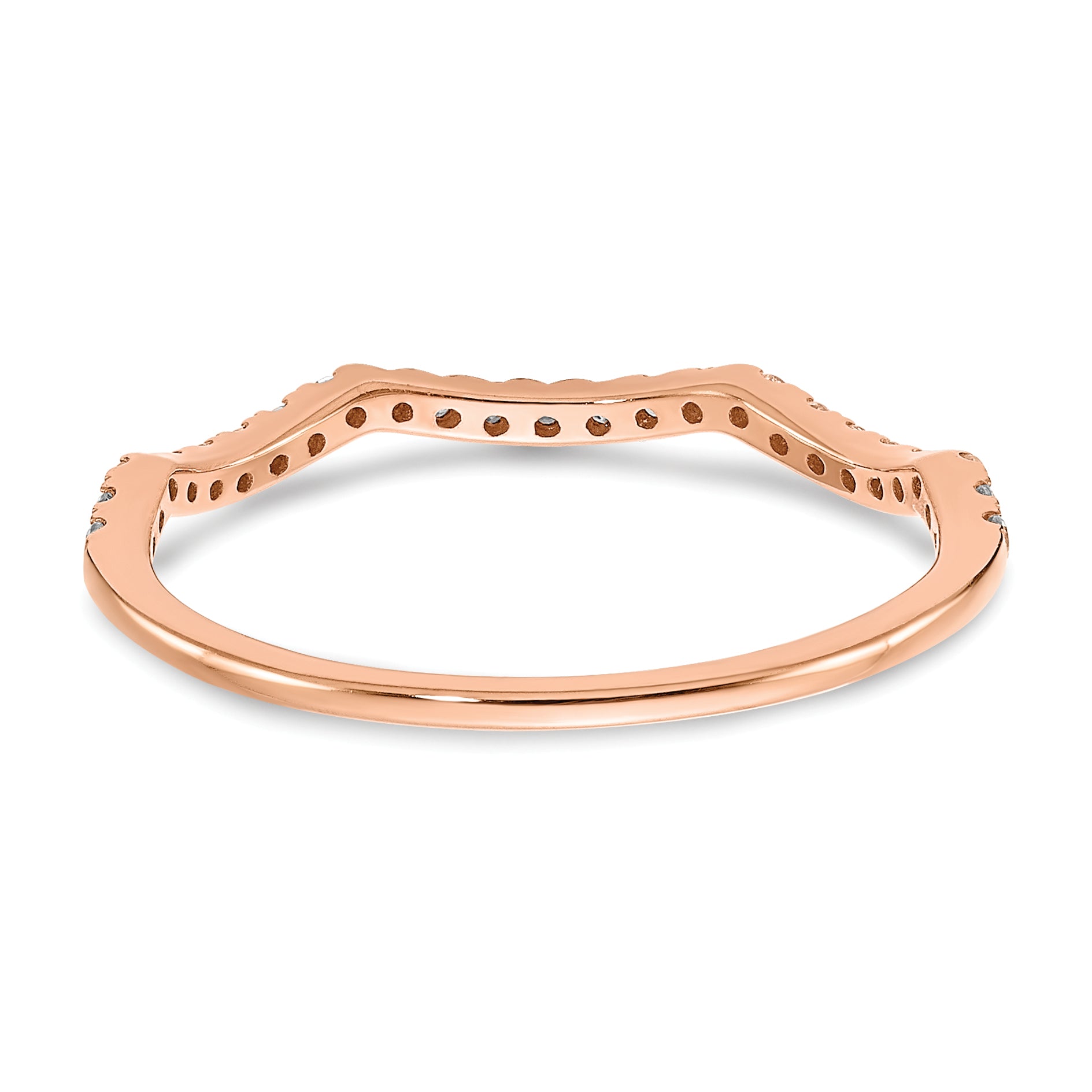 14K Rose Gold Lab Grown Diamond Contoured Wedding Band