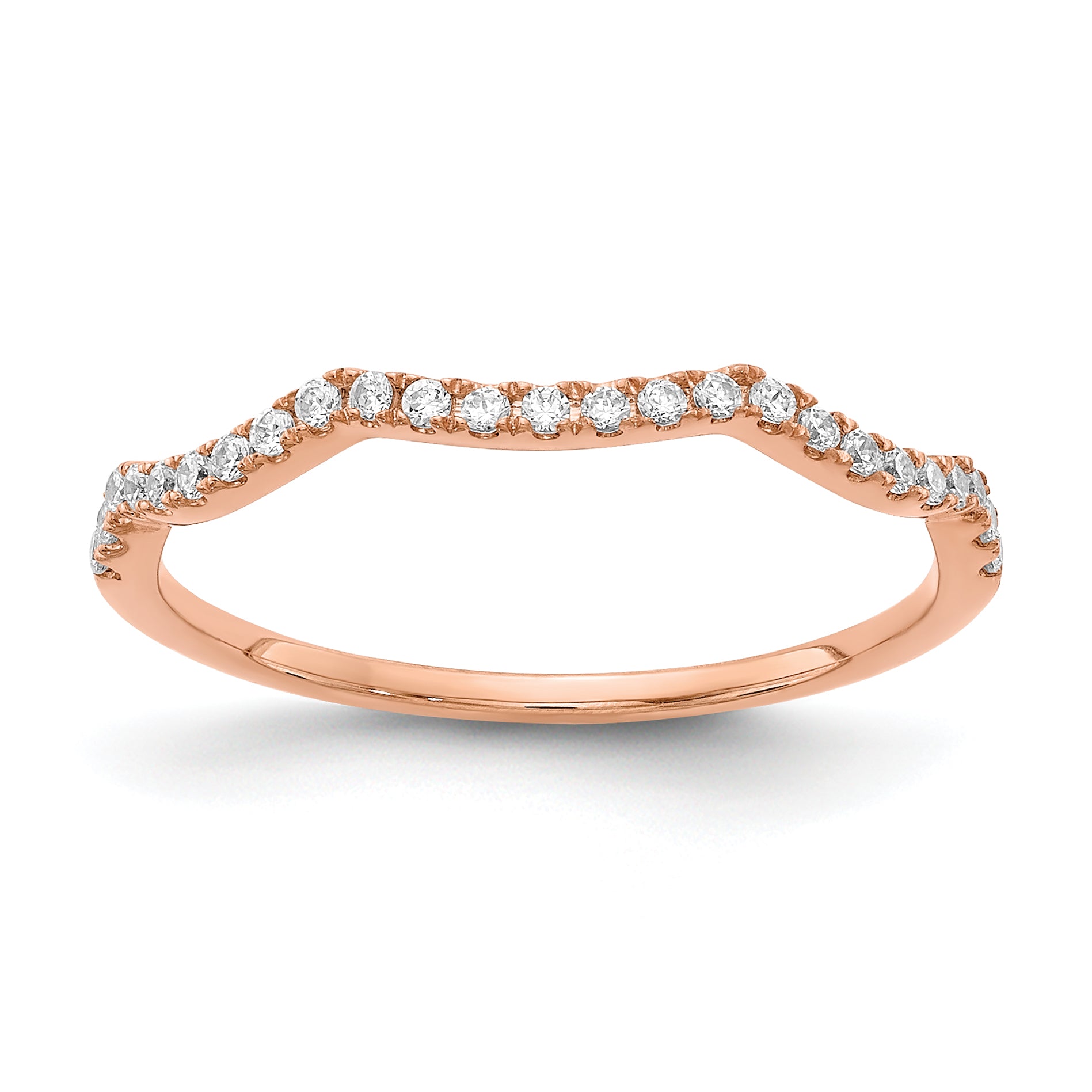 14K Rose Gold Lab Grown Diamond Contoured Wedding Band