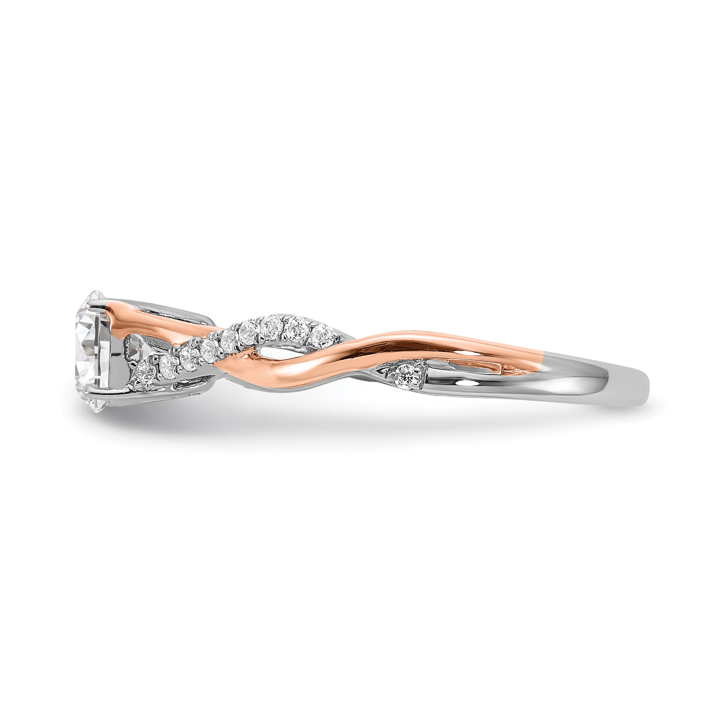 14K Two-Tone Lab Grown Diamond Twist Design Complete Eng Ring