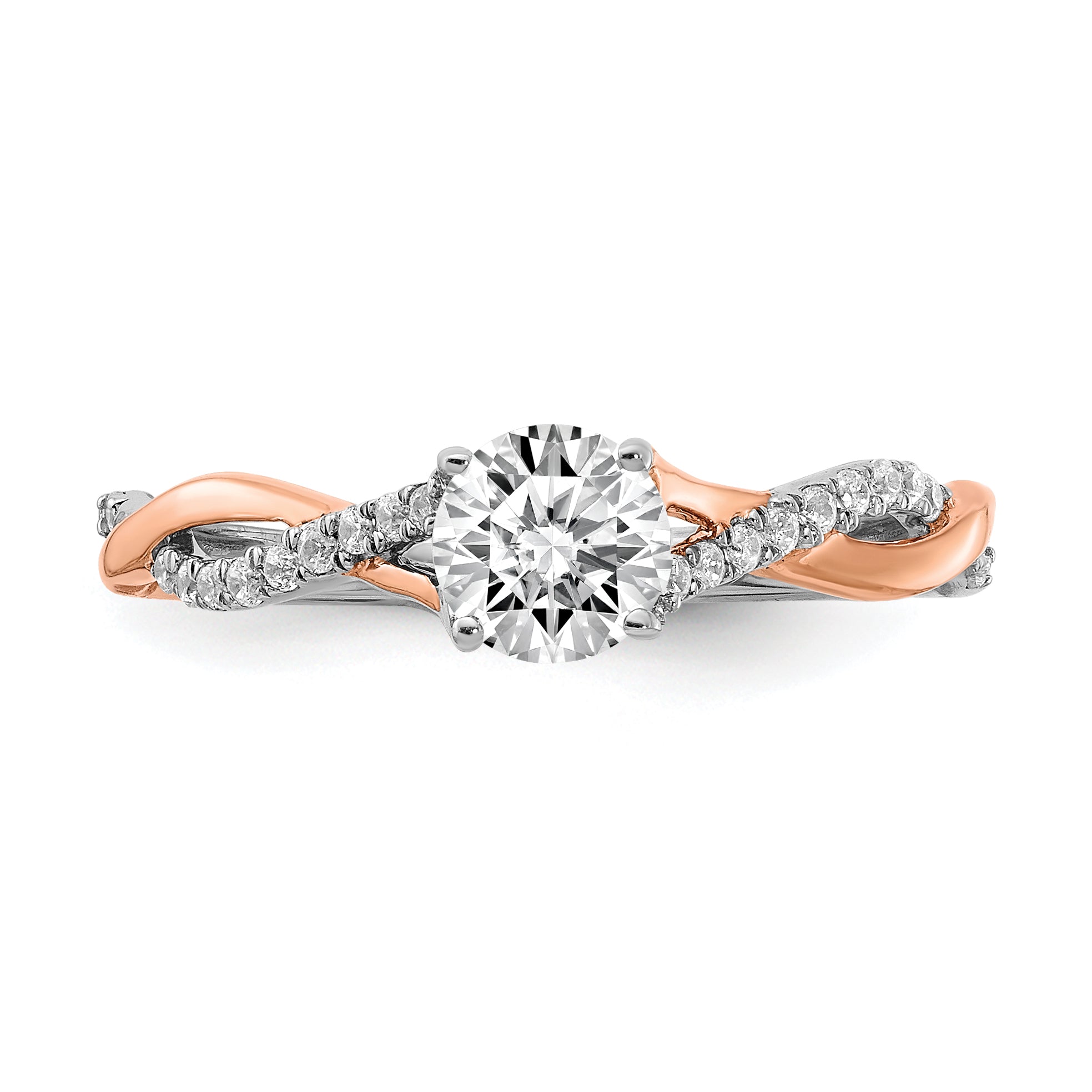 14K Two-Tone Lab Grown Diamond Twist Design Complete Eng Ring