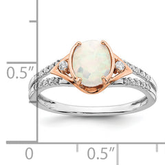 14k Two-tone Created Opal and Diamond Ring